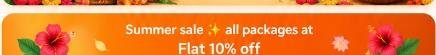 Summer sale all packages at Flat 10% off