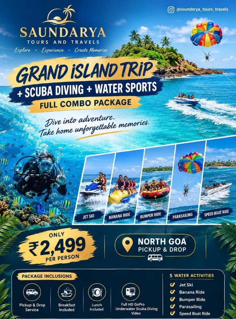 Grand Island Trip + Scuba Diving + 5 Water Sports Combo (North Goa Pickup) — view 3 in Goa